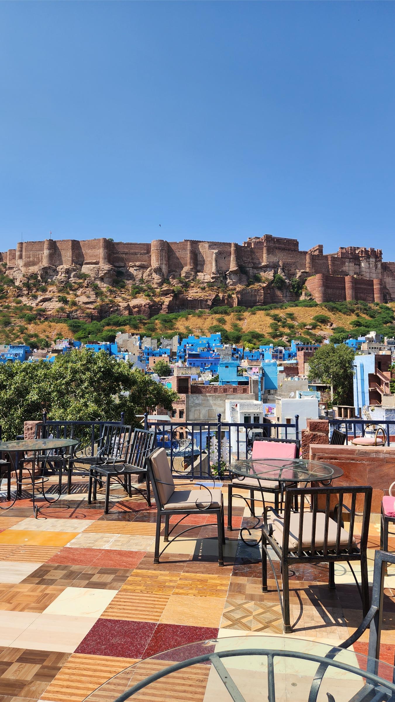A fort city under clear Rajasthan light.